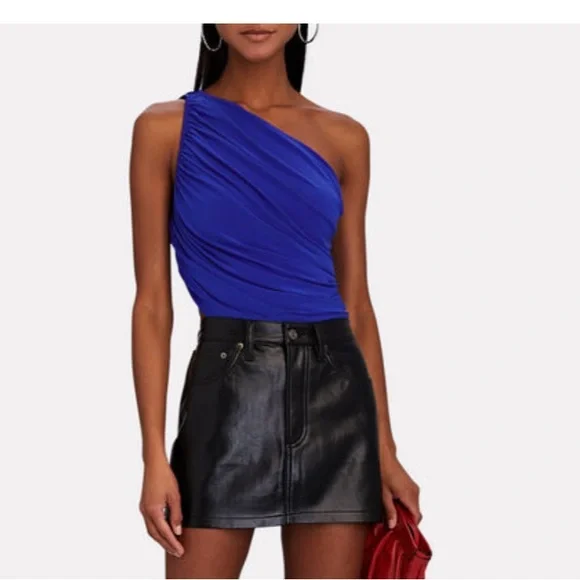 NWT Norma Kamali Blue Asymmetrical Wrap Top Size Small - Picture 4 of 5